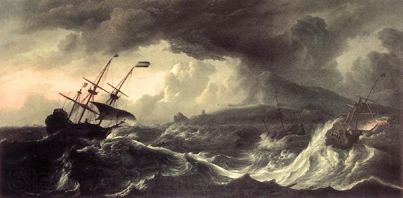 BACKHUYSEN, Ludolf Ships Running Aground in a Storm  hh Norge oil painting art